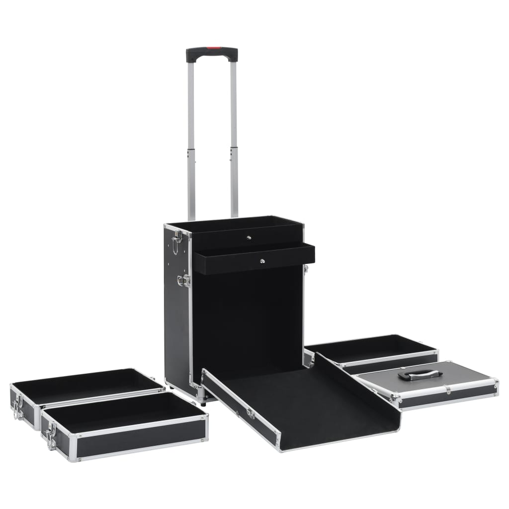 vidaXL Troler de cosmetice, negru, aluminiu