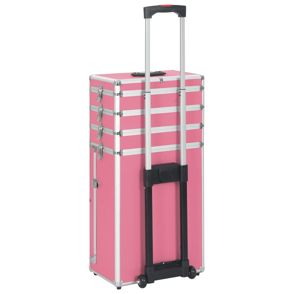 vidaXL Troler de cosmetice, roz, aluminiu