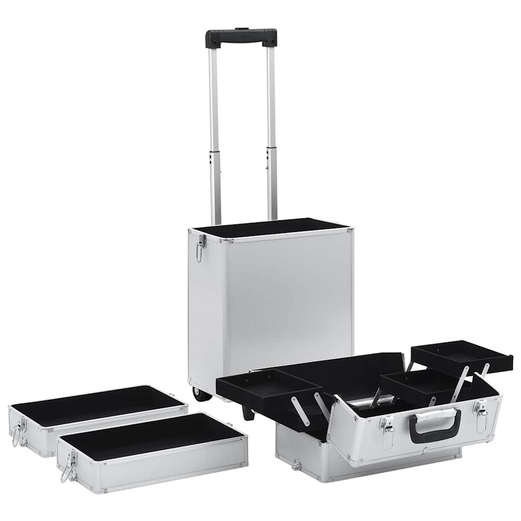 vidaXL Troler de cosmetice, argintiu, aluminiu