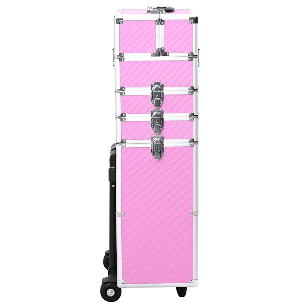 vidaXL Troler de cosmetice, roz, aluminiu
