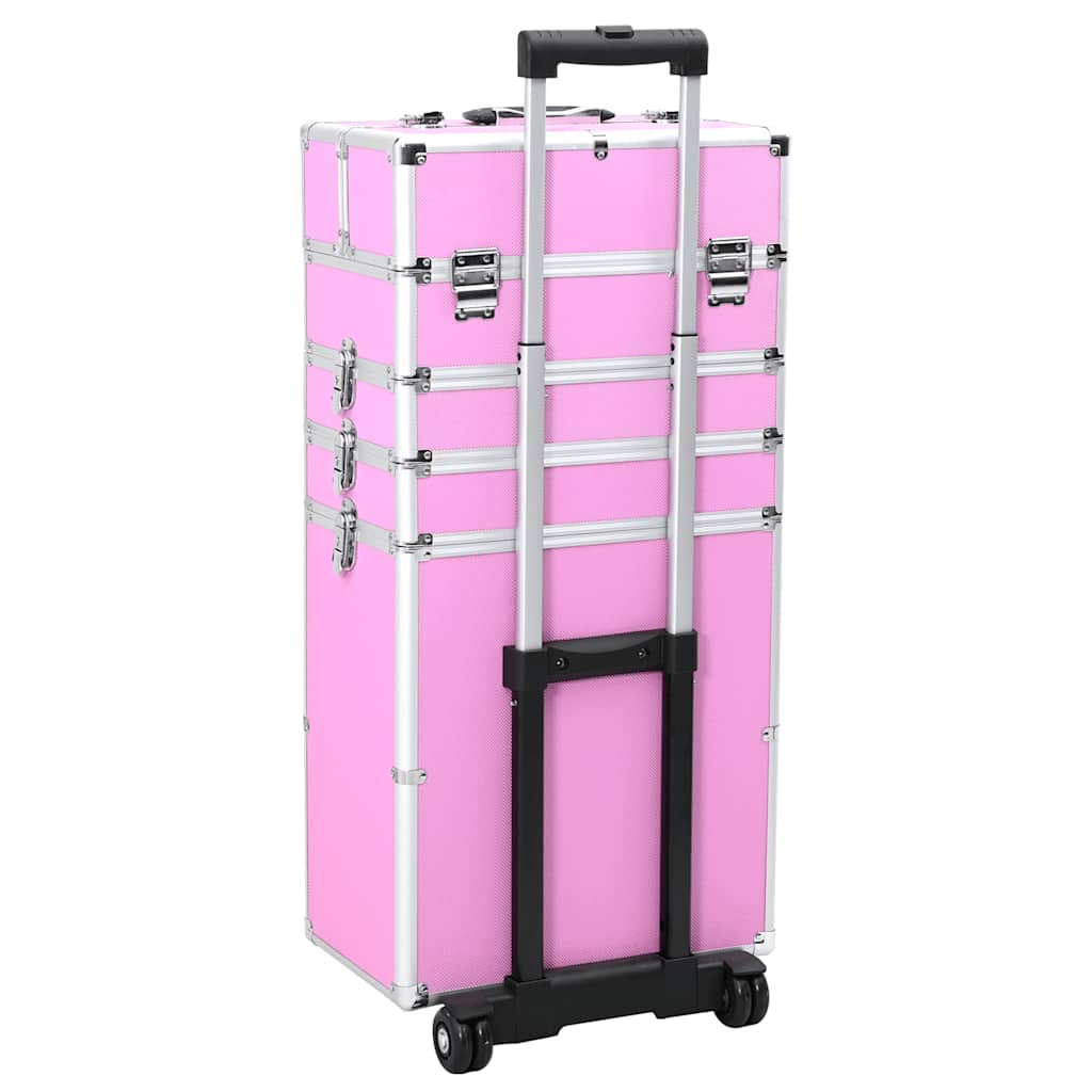 vidaXL Troler de cosmetice, roz, aluminiu