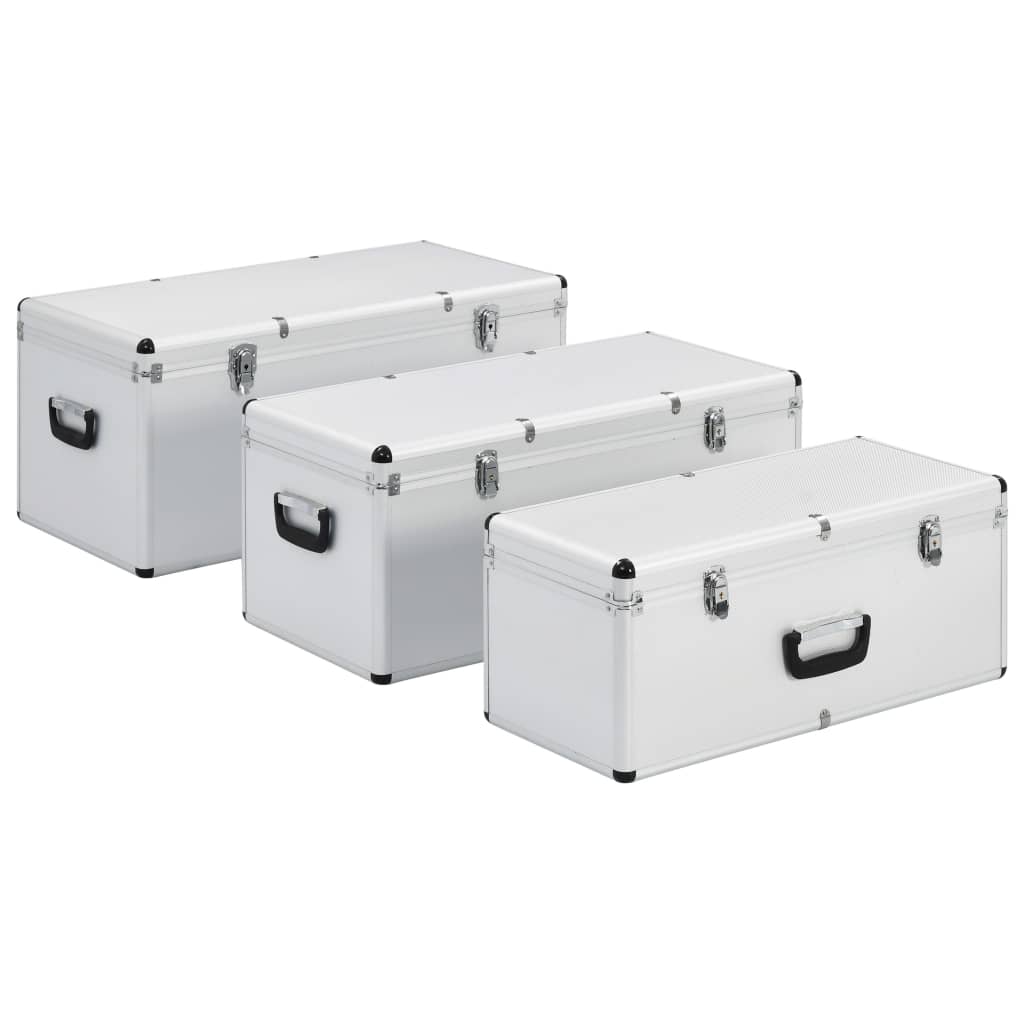 vidaXL Cutii de depozitare, 3 buc., argintiu, aluminiu