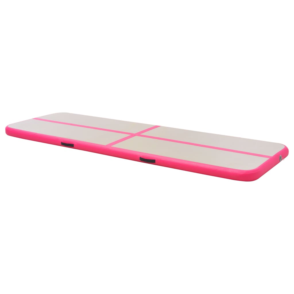 vidaXL Saltea gimnastică gonflabilă cu pompă roz 400x100x10cm PVC