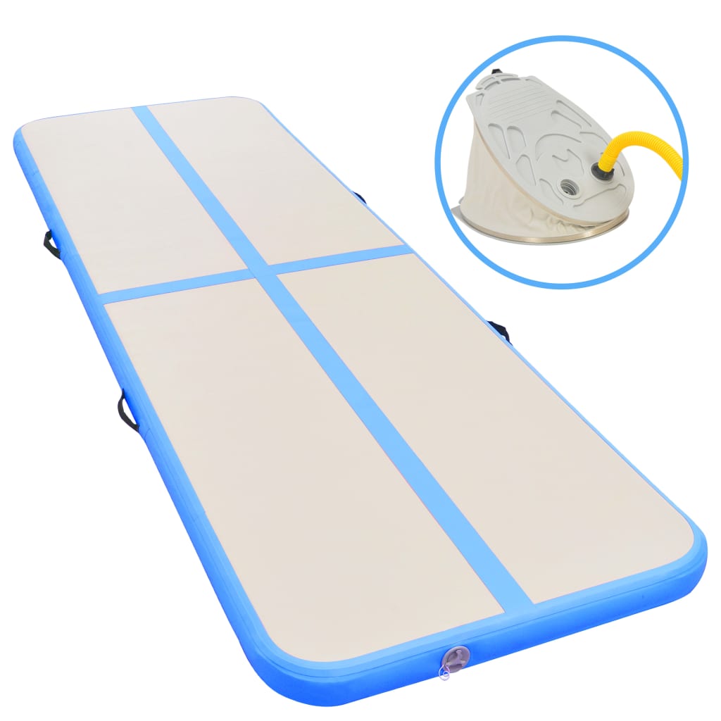 vidaXL Saltea gimnastică gonflabilă cu pompă albastru 400x100x10cm PVC