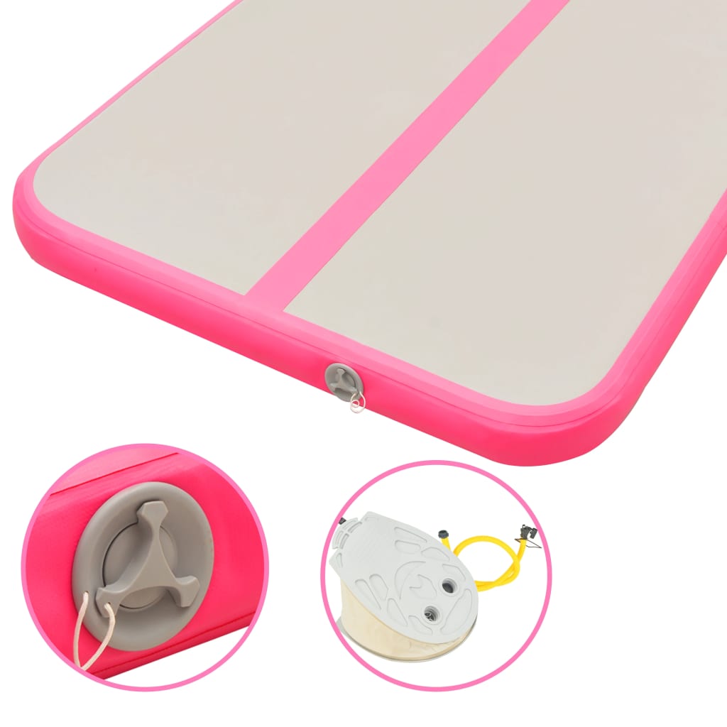 vidaXL Saltea gimnastică gonflabilă cu pompă roz 600x100x10cm PVC vidaXL Saltea gimnastică gonflabilă cu pompă roz 600x100x10cm PVC