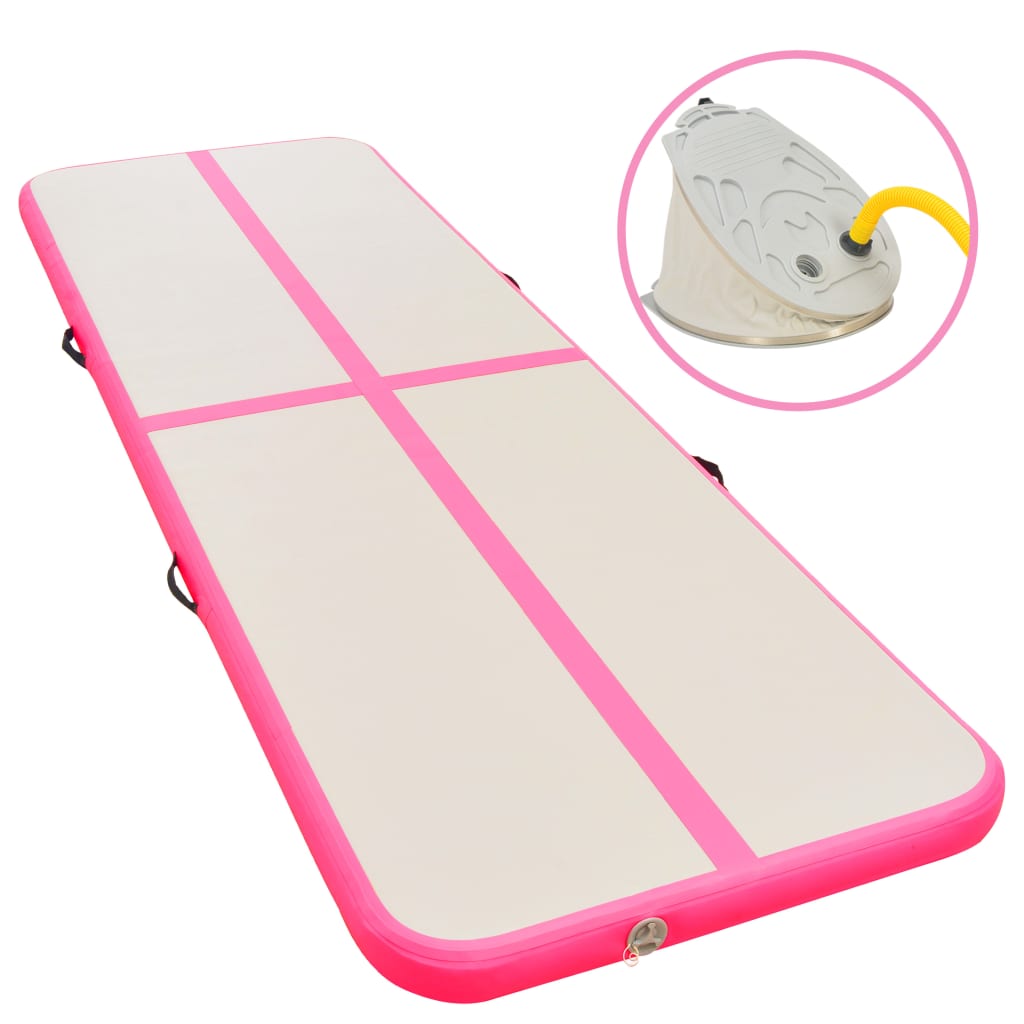 vidaXL Saltea gimnastică gonflabilă cu pompă roz 600x100x10cm PVC vidaXL Saltea gimnastică gonflabilă cu pompă roz 600x100x10cm PVC
