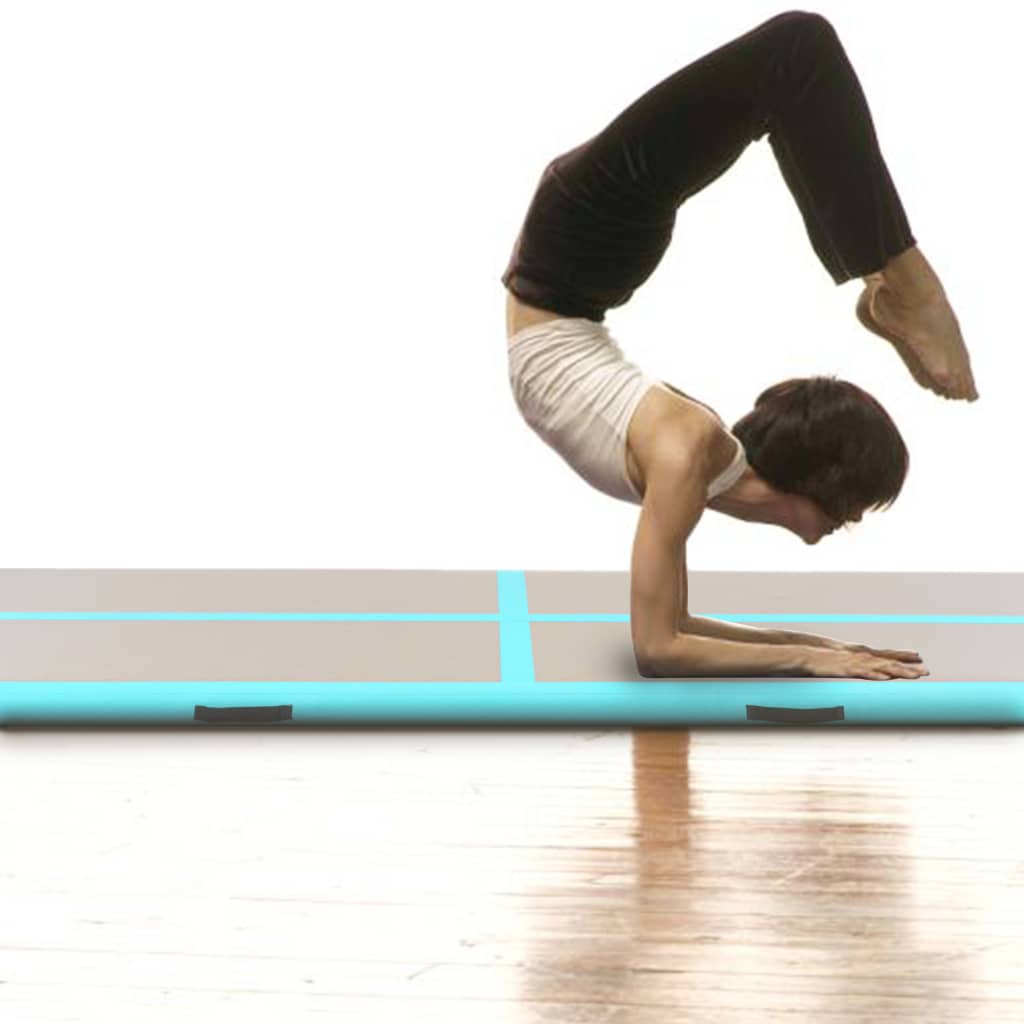vidaXL Saltea gimnastică gonflabilă cu pompă verde 700x100x10cm PVC vidaXL Saltea gimnastică gonflabilă cu pompă verde 700x100x10cm PVC