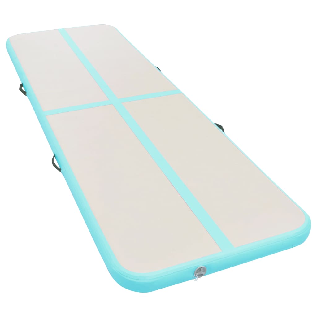 vidaXL Saltea gimnastică gonflabilă cu pompă verde 700x100x10cm PVC vidaXL Saltea gimnastică gonflabilă cu pompă verde 700x100x10cm PVC