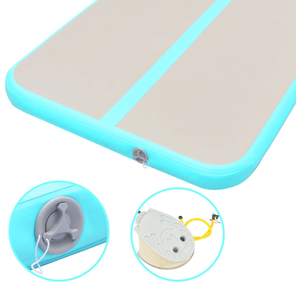 vidaXL Saltea gimnastică gonflabilă cu pompă verde 700x100x10cm PVC vidaXL Saltea gimnastică gonflabilă cu pompă verde 700x100x10cm PVC