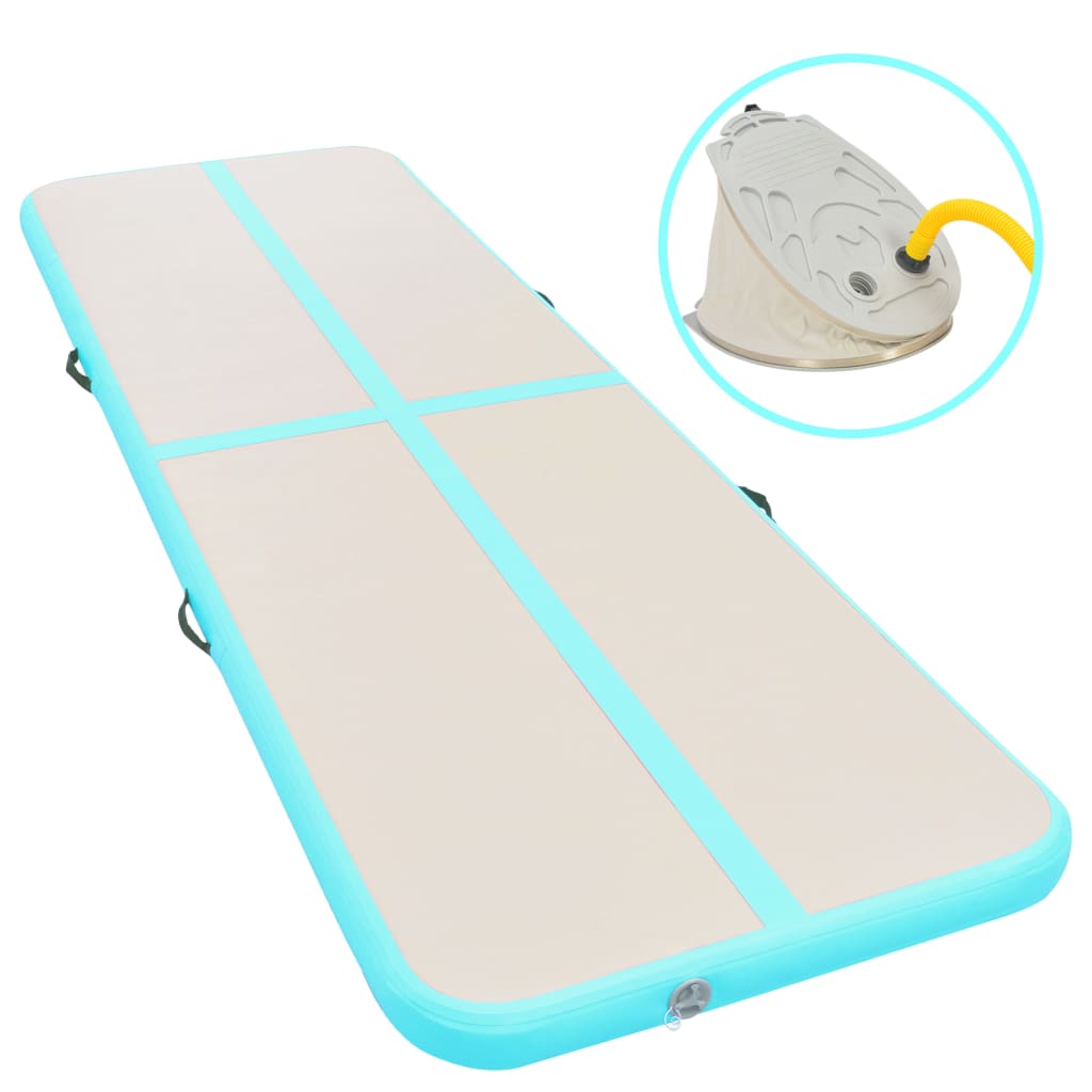 vidaXL Saltea gimnastică gonflabilă cu pompă verde 700x100x10cm PVC vidaXL Saltea gimnastică gonflabilă cu pompă verde 700x100x10cm PVC