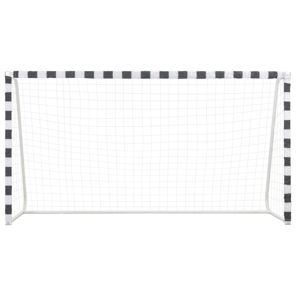 vidaXL Poartă de fotbal, negru și alb, 300 x 160 x 90 cm, metal vidaXL Poartă de fotbal, negru și alb, 300 x 160 x 90 cm, metal