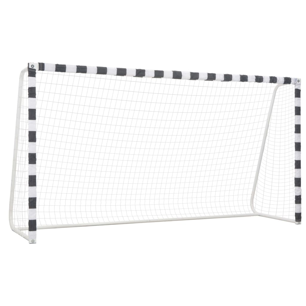 vidaXL Poartă de fotbal, negru și alb, 300 x 160 x 90 cm, metal vidaXL Poartă de fotbal, negru și alb, 300 x 160 x 90 cm, metal