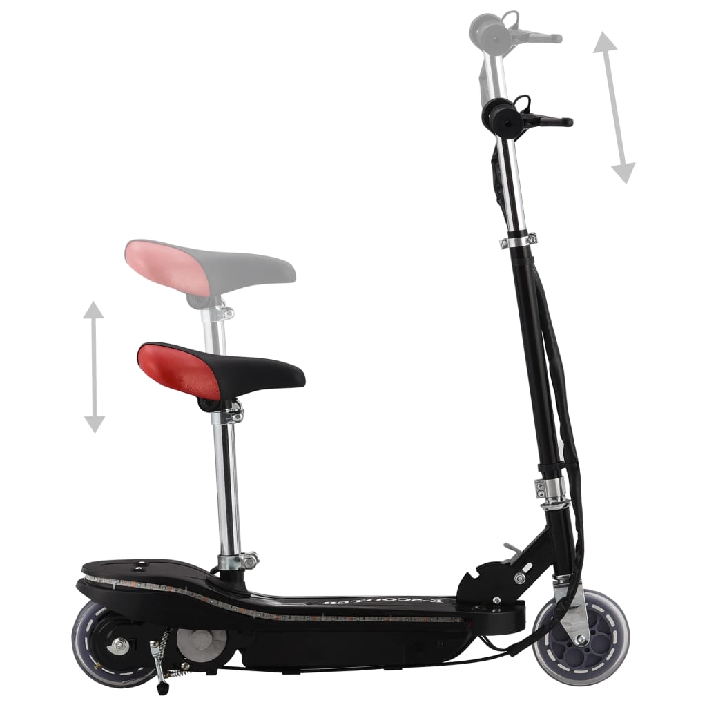 vidaXL Trotinetă electrică cu șa și LED-uri, negru, 120 W