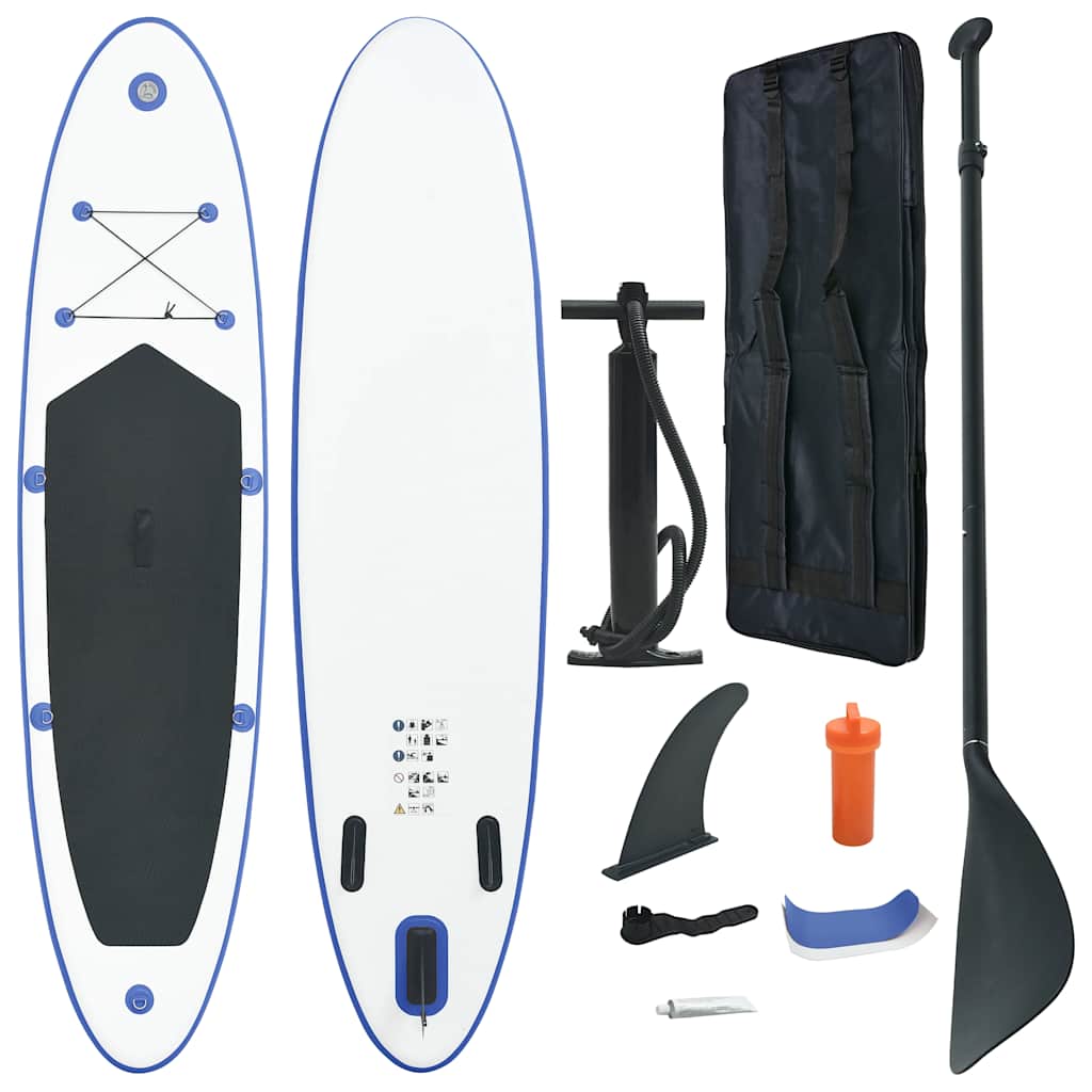 vidaXL Set placă stand up paddle SUP surf gonflabilă, albastru și alb vidaXL Set placă stand up paddle SUP surf gonflabilă, albastru și alb