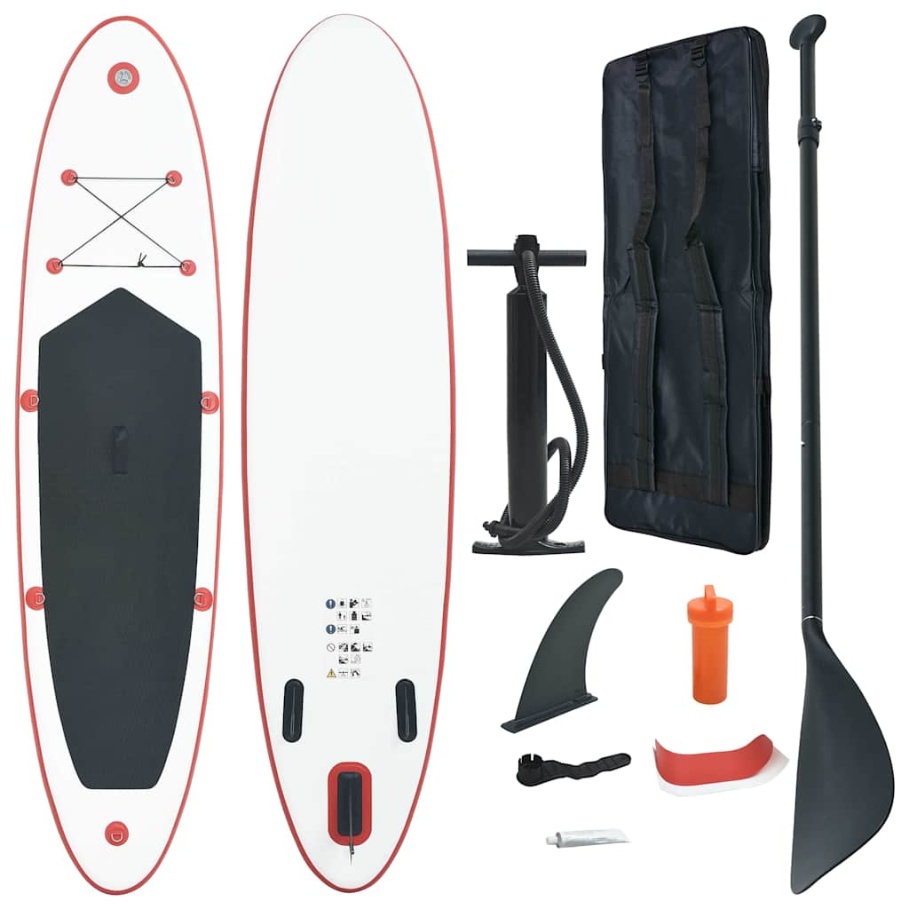 vidaXL Set placă stand up paddle SUP surf gonflabilă, roșu și alb vidaXL Set placă stand up paddle SUP surf gonflabilă, roșu și alb