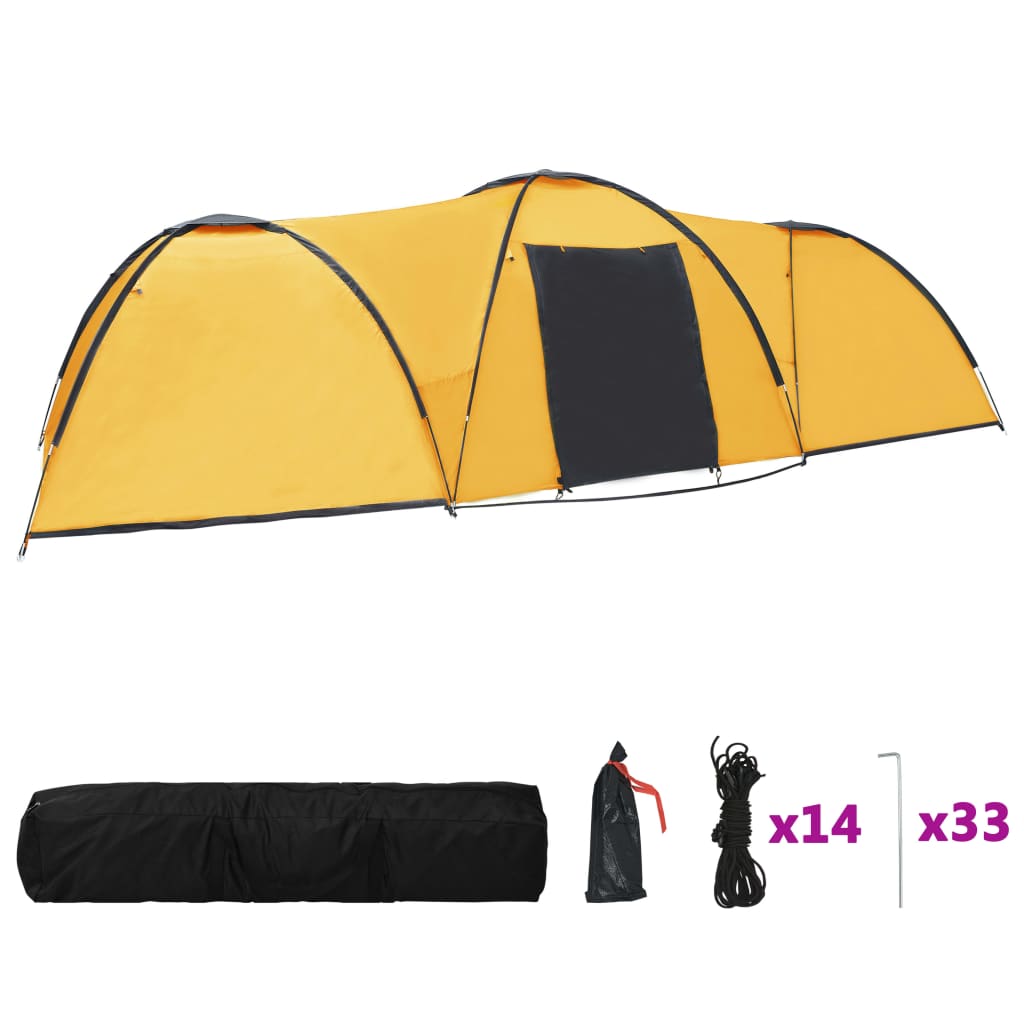 vidaXL Cort camping tip iglu, 8 persoane, galben, 650x240x190 cm vidaXL Cort camping tip iglu, 8 persoane, galben, 650x240x190 cm