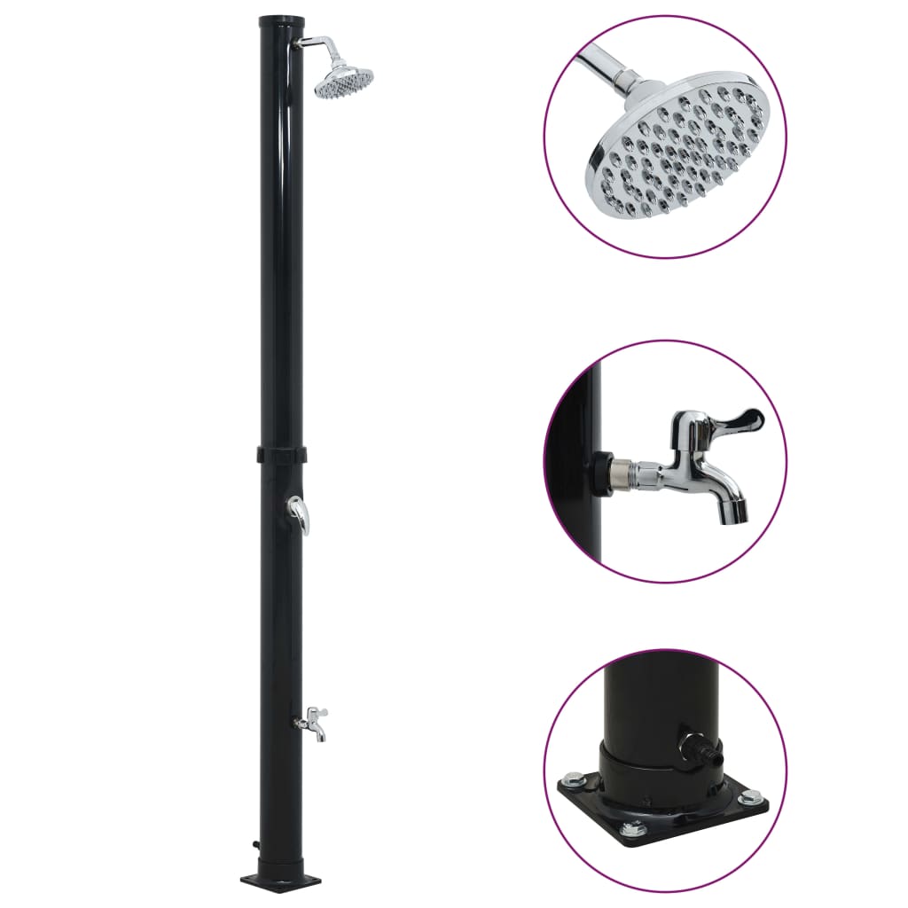 vidaXL Duș solar, negru, 220 cm, 20 L vidaXL Duș solar, negru, 220 cm, 20 L