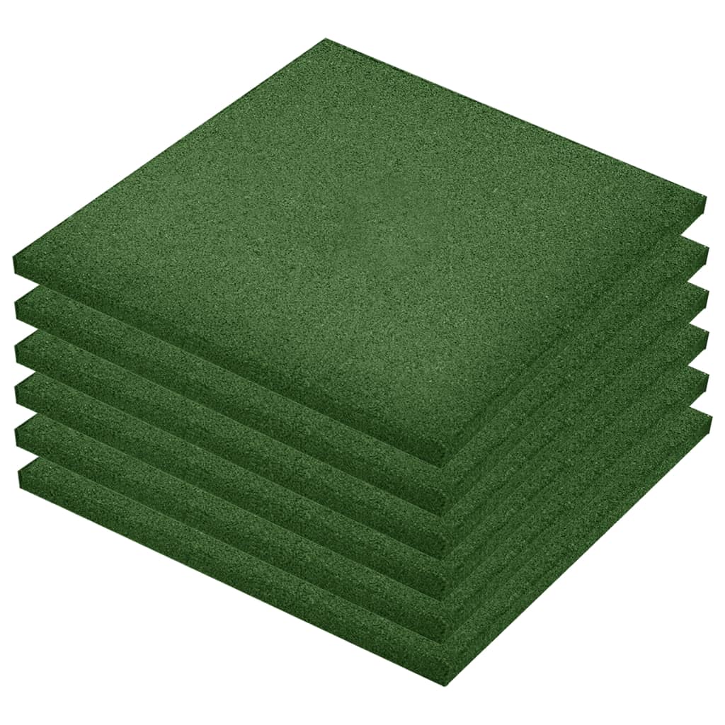 vidaXL Plăci de protecție la cădere, 6 buc, verde, 50x50x3 cm, cauciuc vidaXL Plăci de protecție la cădere, 6 buc, verde, 50x50x3 cm, cauciuc