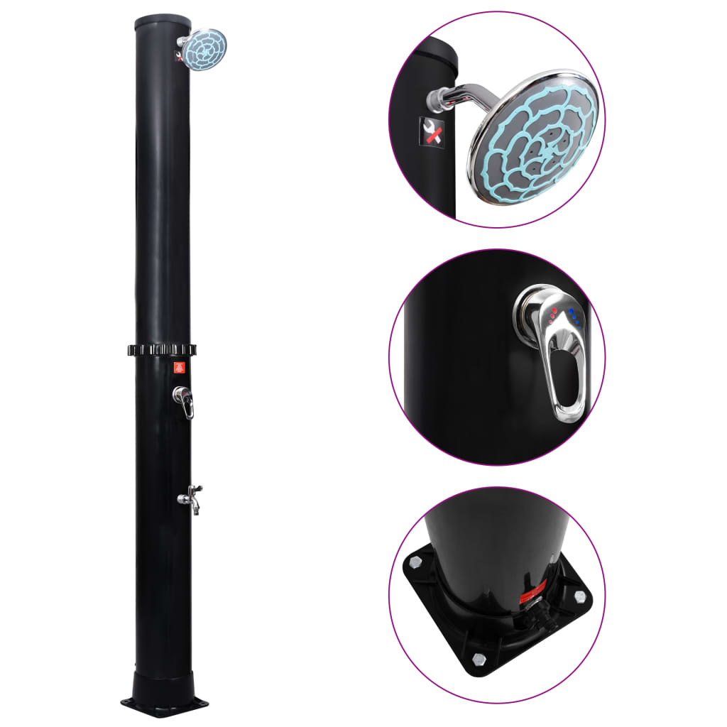 vidaXL Duș solar de exterior cu cap de duș și robinet, 40 L vidaXL Duș solar de exterior cu cap de duș și robinet, 40 L