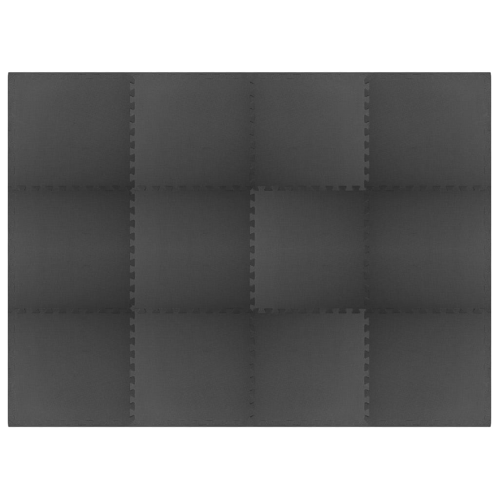 vidaXL Saltele de exerciții, 12 buc., negru, 4,32 m², spumă EVA