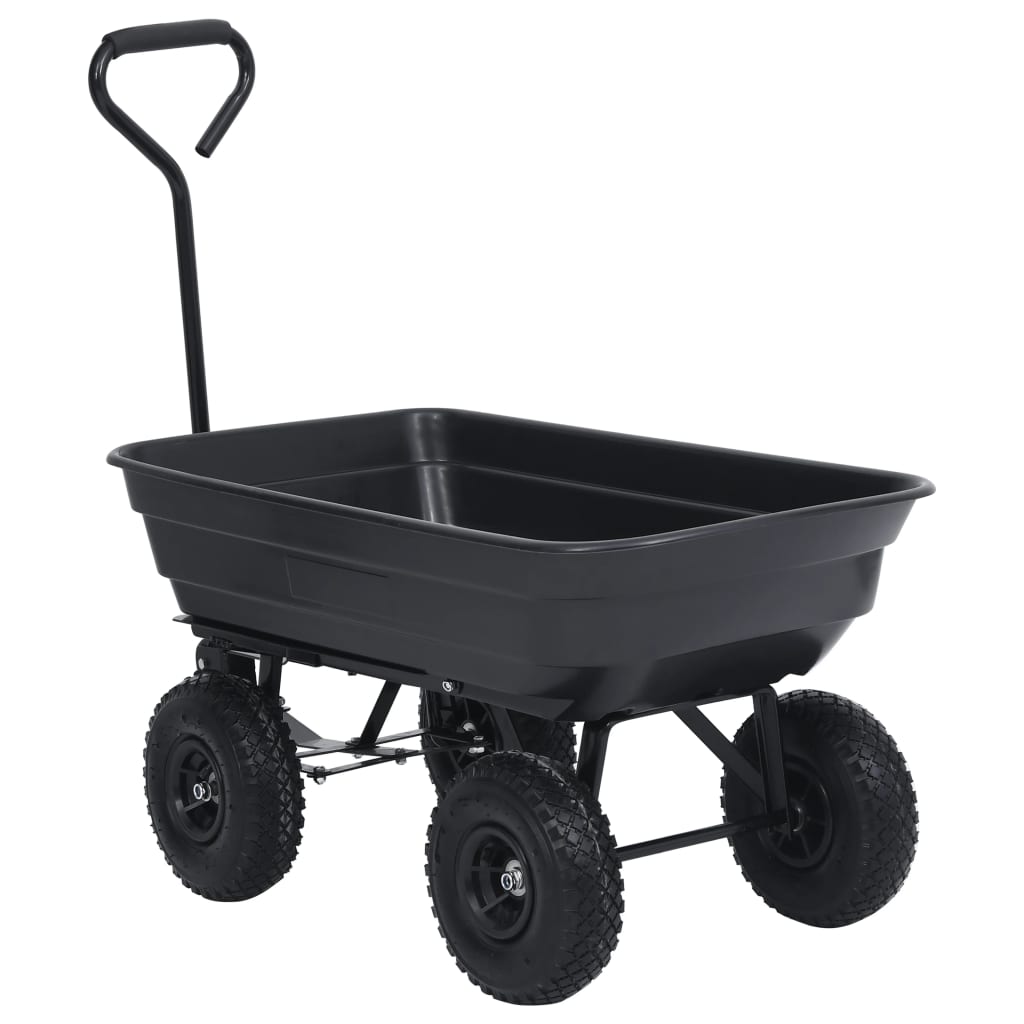 vidaXL Cărucior manual de grădină basculabil, negru, 300 kg, 75 L vidaXL Cărucior manual de grădină basculabil, negru, 300 kg, 75 L