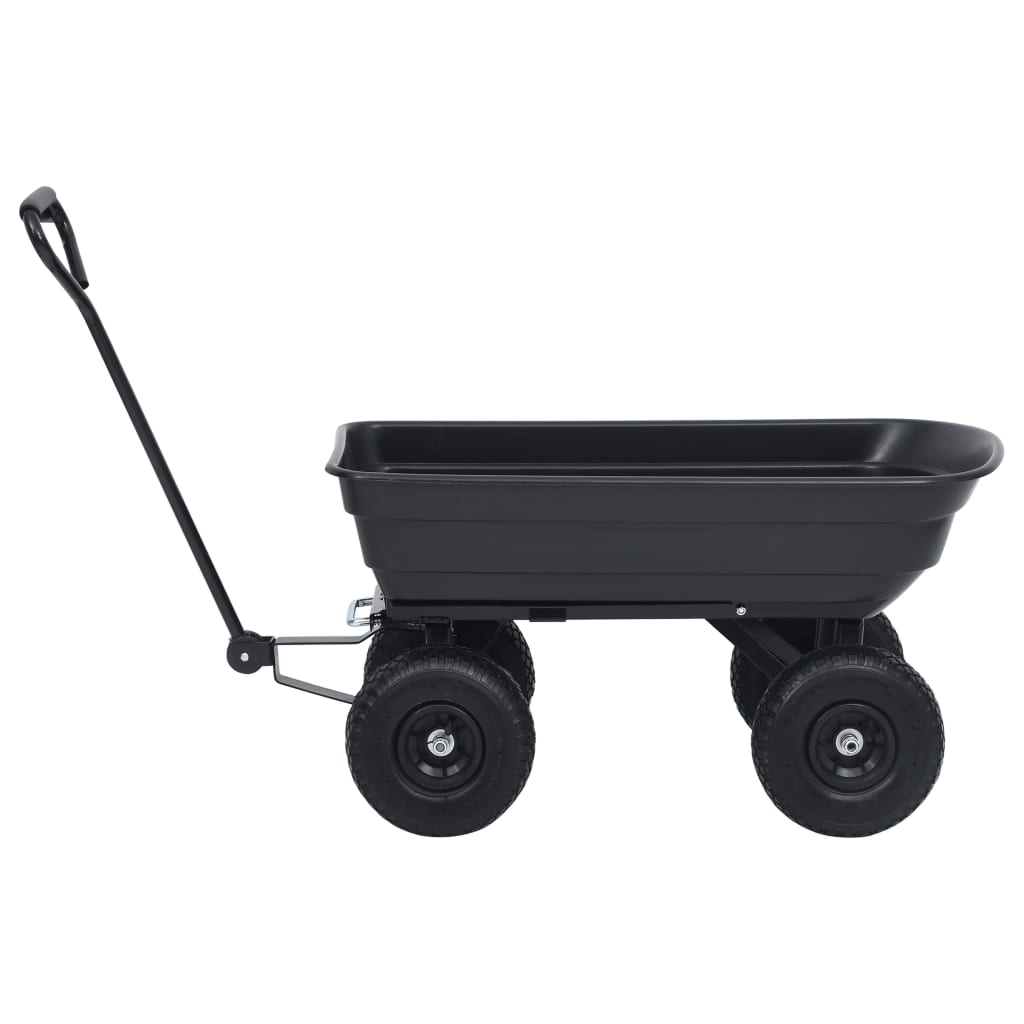 vidaXL Cărucior manual de grădină basculabil, negru, 300 kg, 75 L vidaXL Cărucior manual de grădină basculabil, negru, 300 kg, 75 L