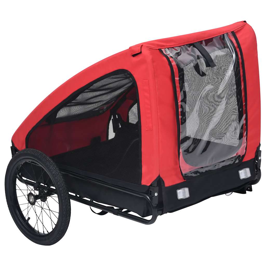 vidaXL Remorcă de bicicletă pentru animale de companie, roșu & negru vidaXL Remorcă de bicicletă pentru animale de companie, roșu & negru