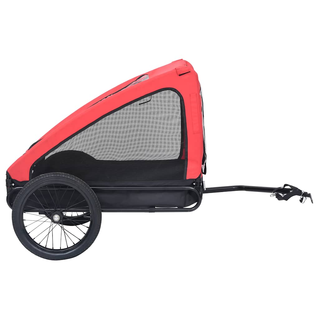 vidaXL Remorcă de bicicletă pentru animale de companie, roșu & negru vidaXL Remorcă de bicicletă pentru animale de companie, roșu & negru