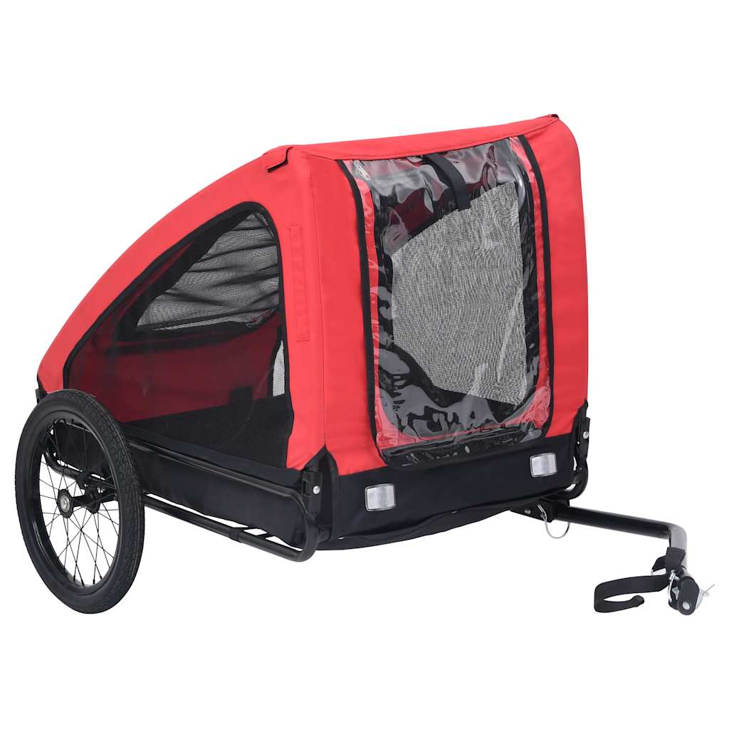 vidaXL Remorcă de bicicletă pentru animale de companie, roșu & negru vidaXL Remorcă de bicicletă pentru animale de companie, roșu & negru