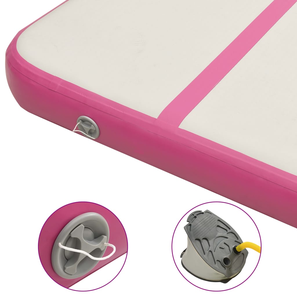 vidaXL Saltea gimnastică gonflabilă cu pompă roz 400x100x15 cm PVC vidaXL Saltea gimnastică gonflabilă cu pompă roz 400x100x15 cm PVC