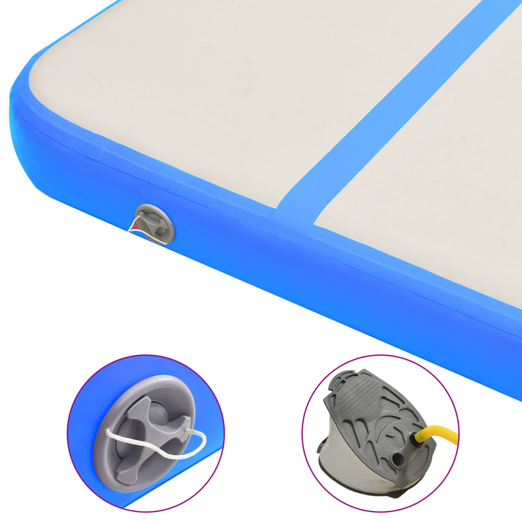 vidaXL Saltea gimnastică gonflabilă cu pompă albastru 400x100x15cm PVC
