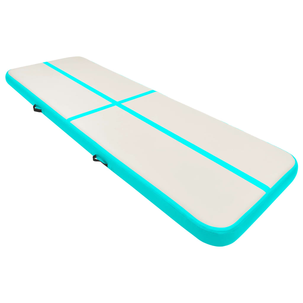 vidaXL Saltea gimnastică gonflabilă cu pompă verde 400x100x15 cm PVC vidaXL Saltea gimnastică gonflabilă cu pompă verde 400x100x15 cm PVC