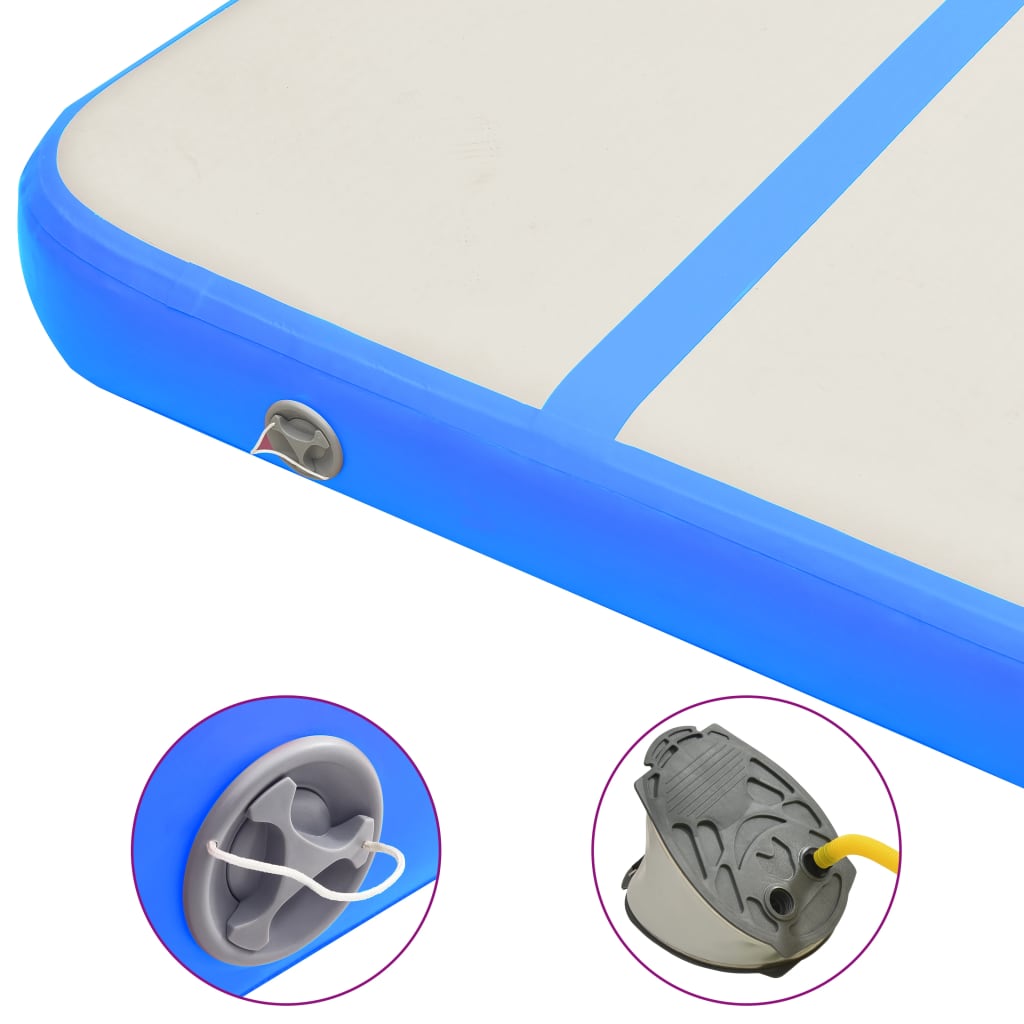 vidaXL Saltea gimnastică gonflabilă cu pompă albastru 500x100x15cm PVC vidaXL Saltea gimnastică gonflabilă cu pompă albastru 500x100x15cm PVC