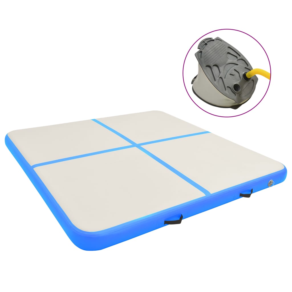 vidaXL Saltea gimnastică gonflabilă cu pompă albastru 200x200x10cm PVC vidaXL Saltea gimnastică gonflabilă cu pompă albastru 200x200x10cm PVC