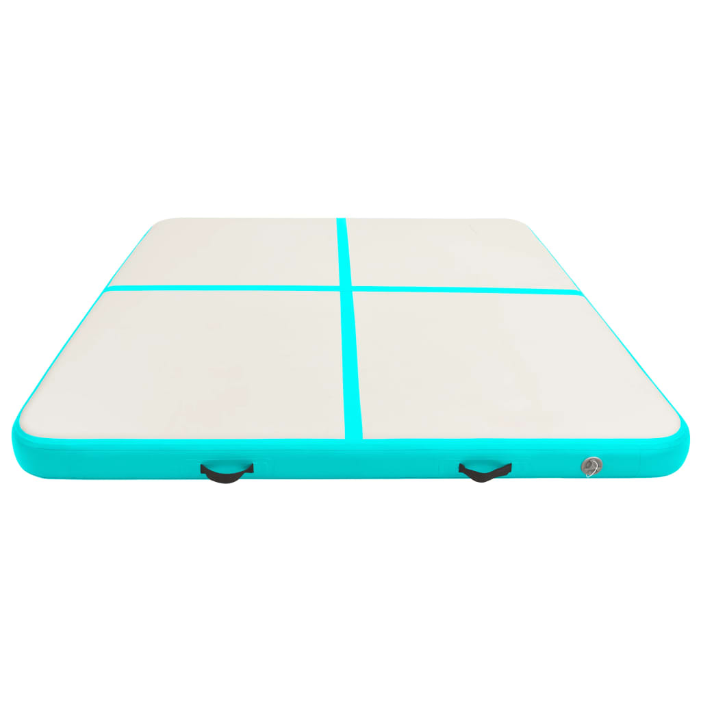 vidaXL Saltea gimnastică gonflabilă cu pompă verde 200x200x10 cm PVC vidaXL Saltea gimnastică gonflabilă cu pompă verde 200x200x10 cm PVC