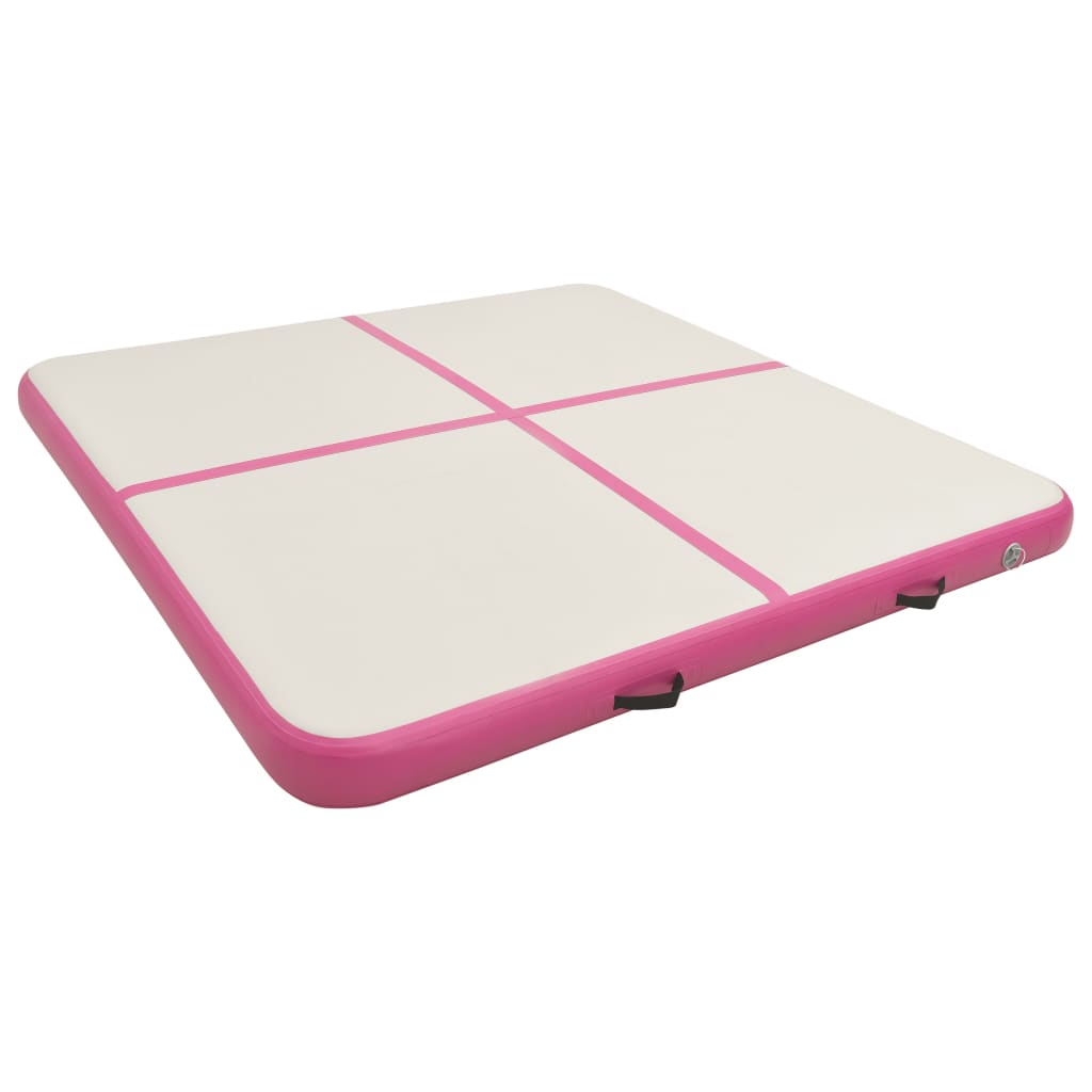 vidaXL Saltea gimnastică gonflabilă cu pompă roz 200x200x15 cm PVC vidaXL Saltea gimnastică gonflabilă cu pompă roz 200x200x15 cm PVC