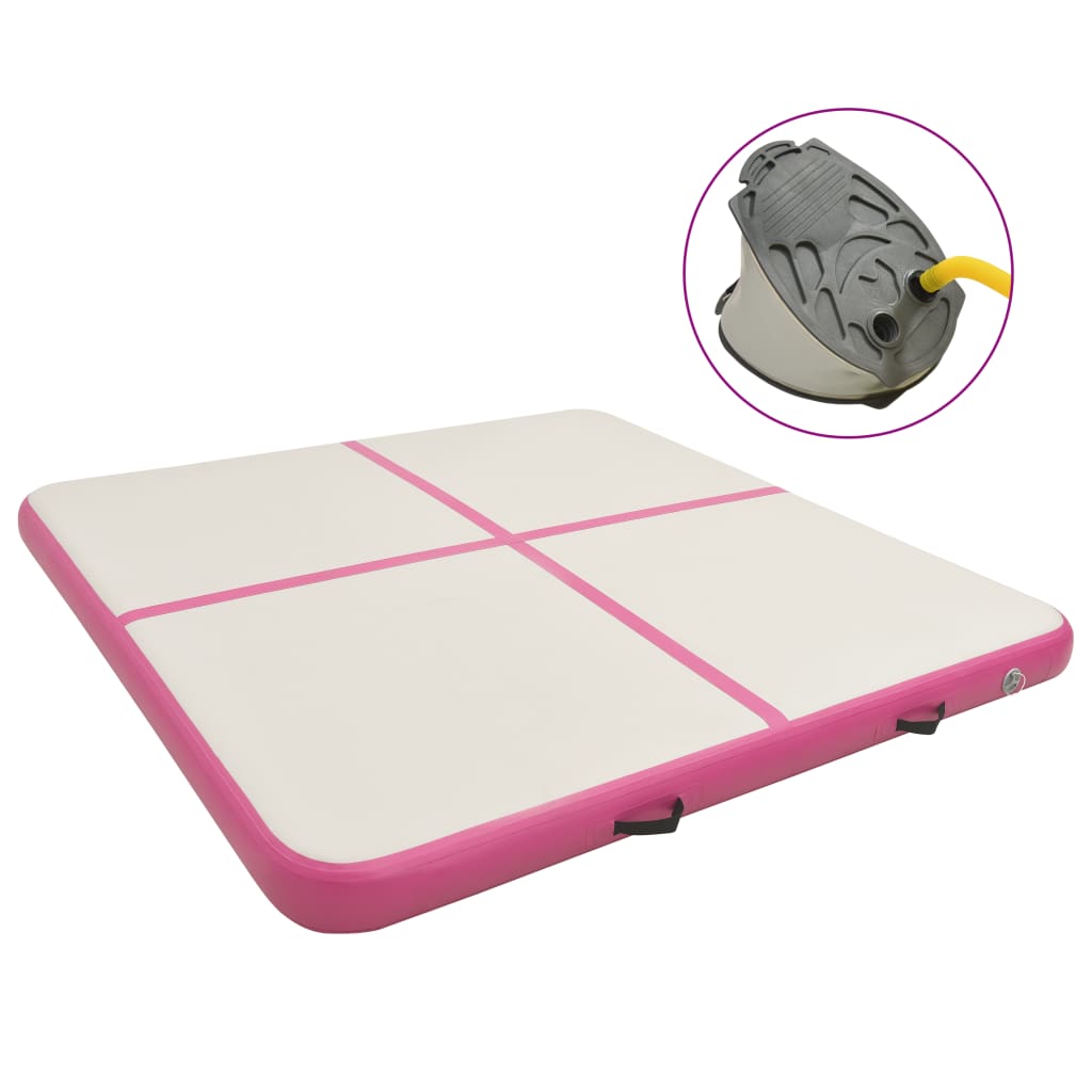 vidaXL Saltea gimnastică gonflabilă cu pompă roz 200x200x15 cm PVC vidaXL Saltea gimnastică gonflabilă cu pompă roz 200x200x15 cm PVC