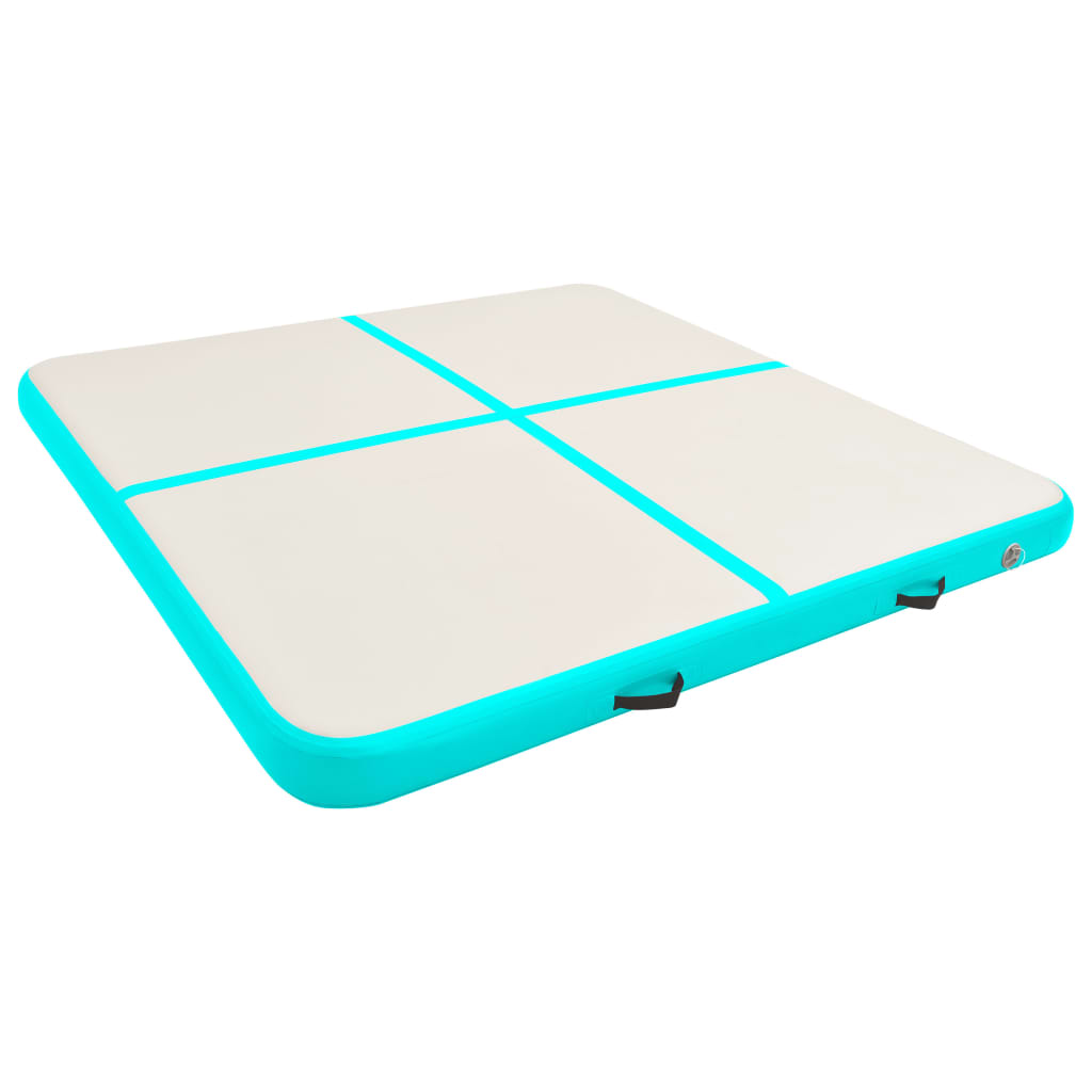 vidaXL Saltea gimnastică gonflabilă cu pompă verde 200x200x15 cm PVC vidaXL Saltea gimnastică gonflabilă cu pompă verde 200x200x15 cm PVC