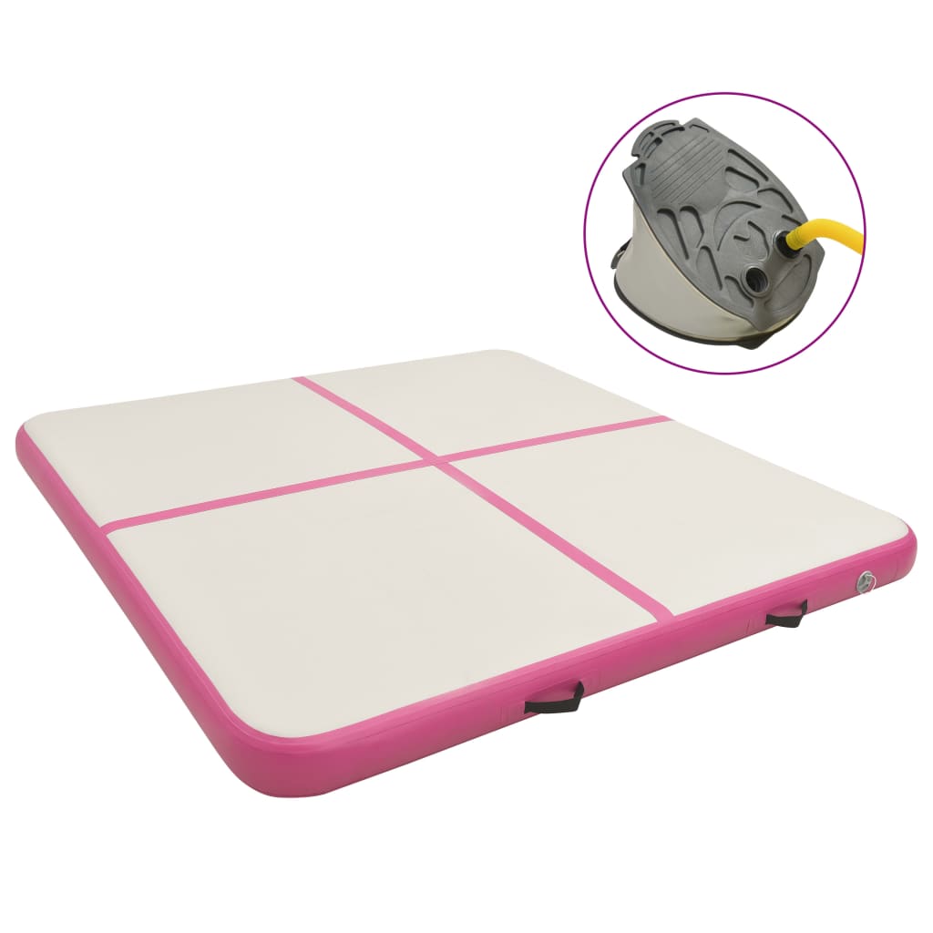 vidaXL Saltea gimnastică gonflabilă cu pompă roz 200x200x20 cm PVC vidaXL Saltea gimnastică gonflabilă cu pompă roz 200x200x20 cm PVC