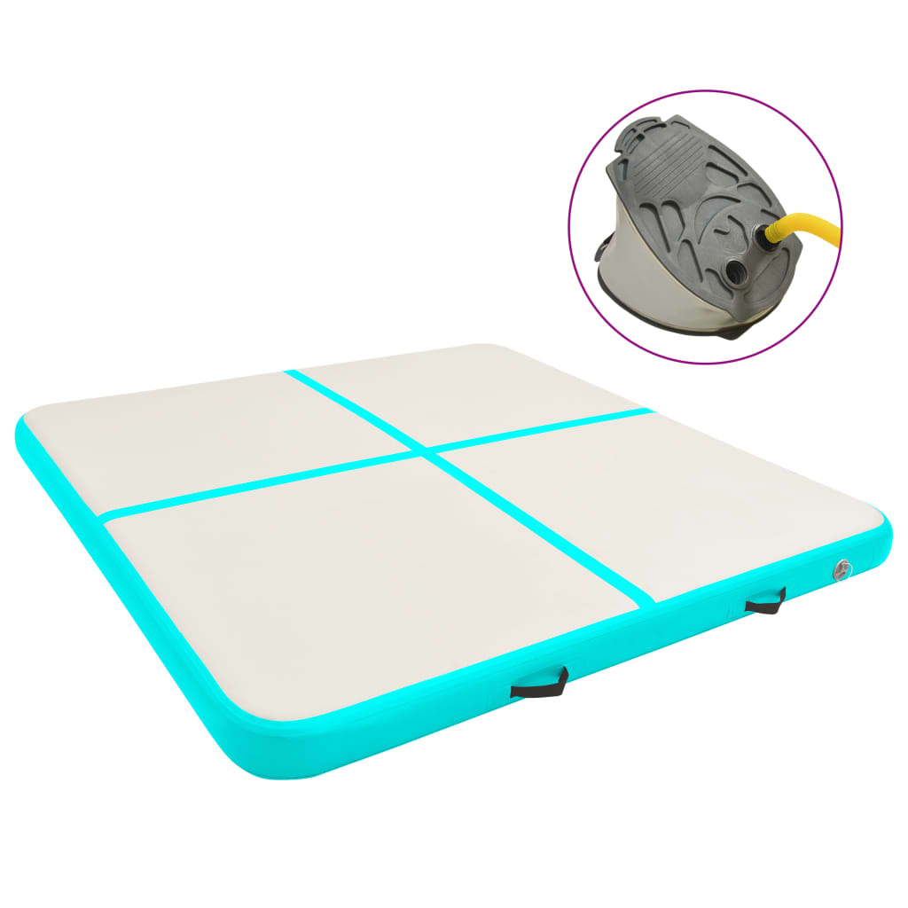 vidaXL Saltea gimnastică gonflabilă cu pompă verde 200x200x20 cm PVC vidaXL Saltea gimnastică gonflabilă cu pompă verde 200x200x20 cm PVC