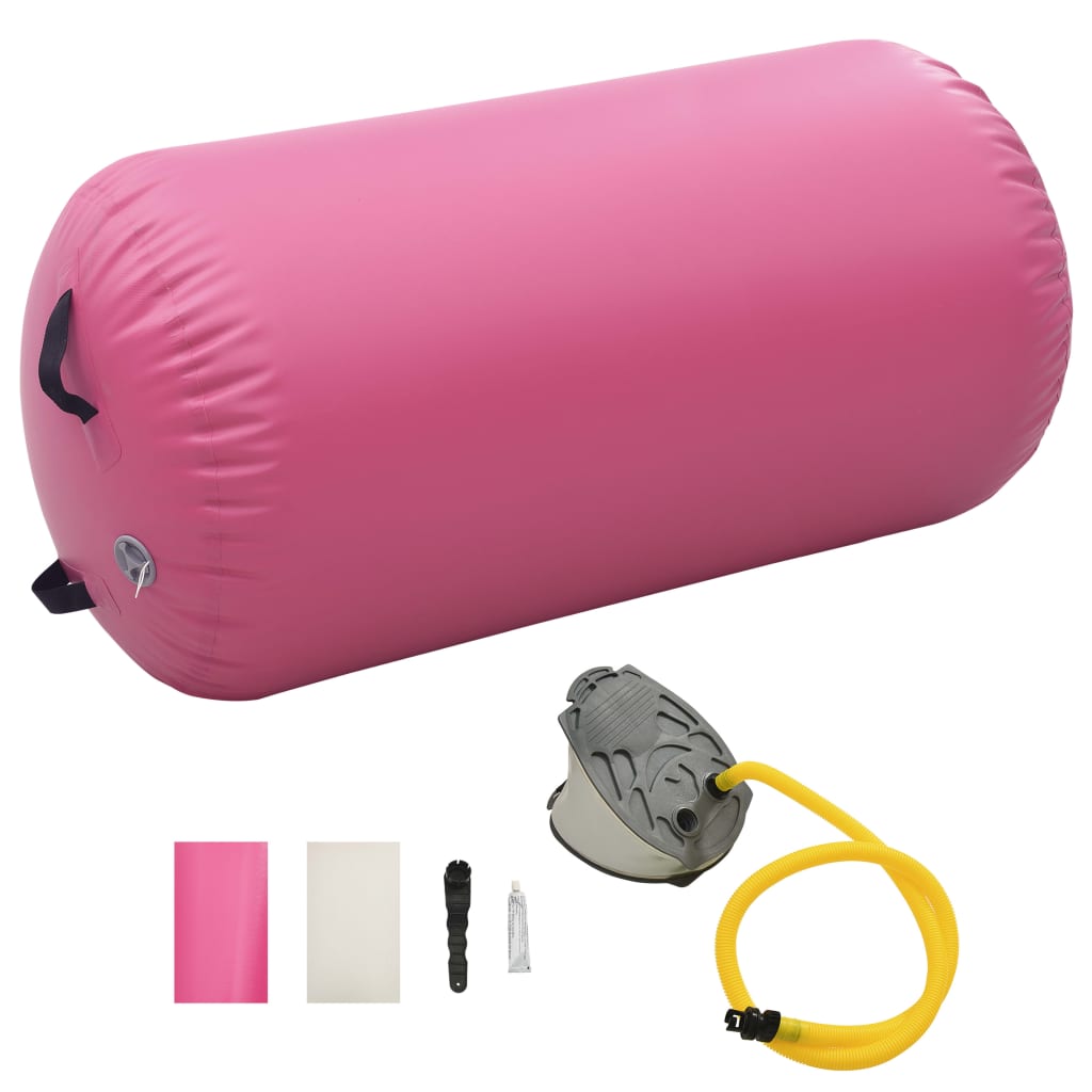 vidaXL Rulou de gimnastică gonflabil cu pompă, roz, 120 x 75 cm, PVC vidaXL Rulou de gimnastică gonflabil cu pompă, roz, 120 x 75 cm, PVC