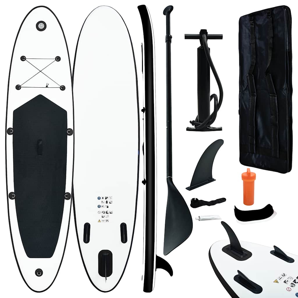 vidaXL Set de placă SUP gonflabilă, negru și alb vidaXL Set de placă SUP gonflabilă, negru și alb