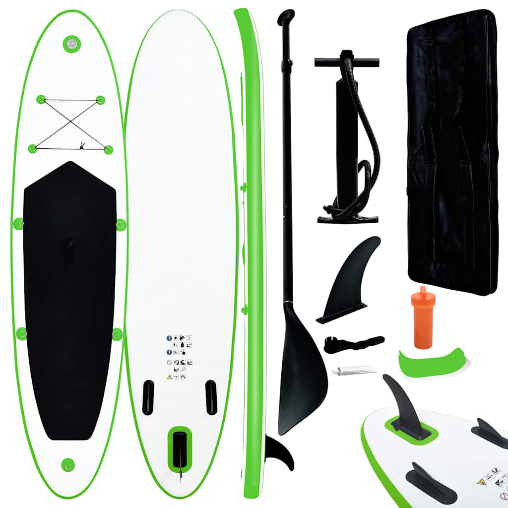 vidaXL Set de placă SUP gonflabilă, verde și alb vidaXL Set de placă SUP gonflabilă, verde și alb