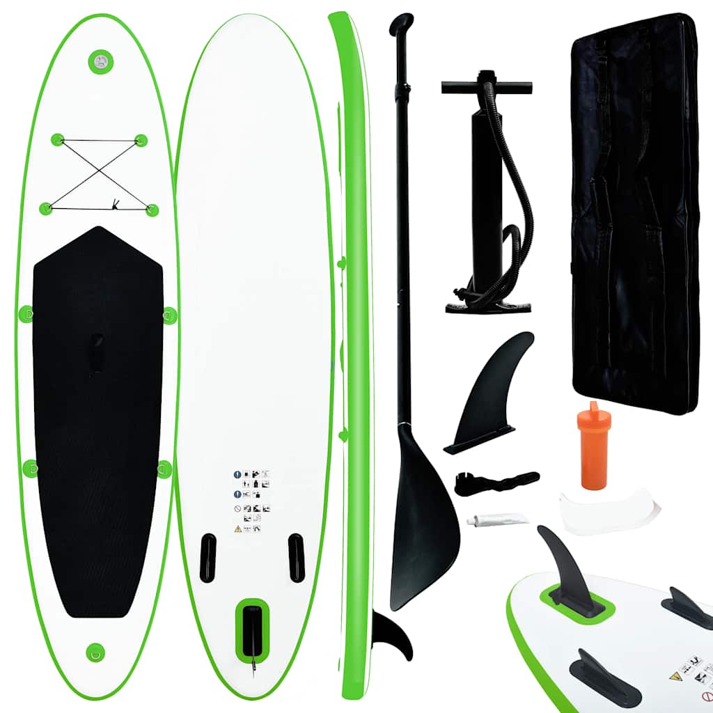 vidaXL Set de placă SUP gonflabilă, verde și alb vidaXL Set de placă SUP gonflabilă, verde și alb