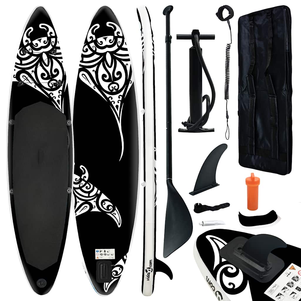vidaXL Set de placă SUP gonflabilă, negru, 305x76x15 cm vidaXL Set de placă SUP gonflabilă, negru, 305x76x15 cm