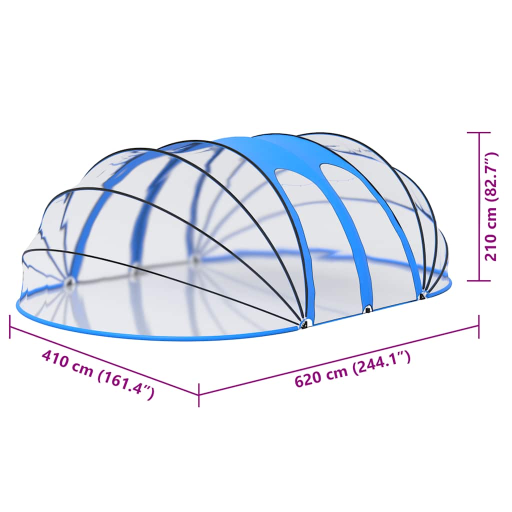 vidaXL Cupolă pentru piscină, 620x410x210 cm, oval