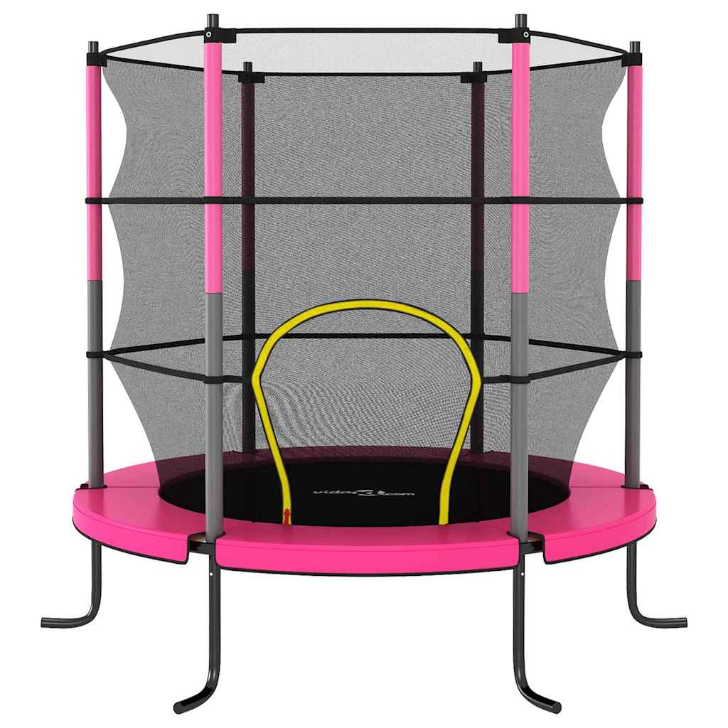 vidaXL Trambulină cu plasă de siguranță, roz, 140x160cm, rotundă vidaXL Trambulină cu plasă de siguranță, roz, 140x160cm, rotundă