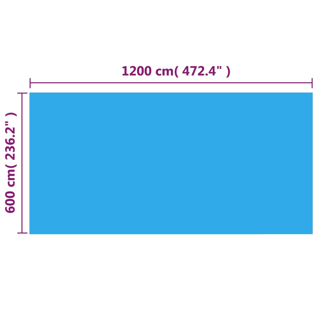 vidaXL Prelată piscină, albastru, 1200 x 600 cm, PE, dreptunghiular