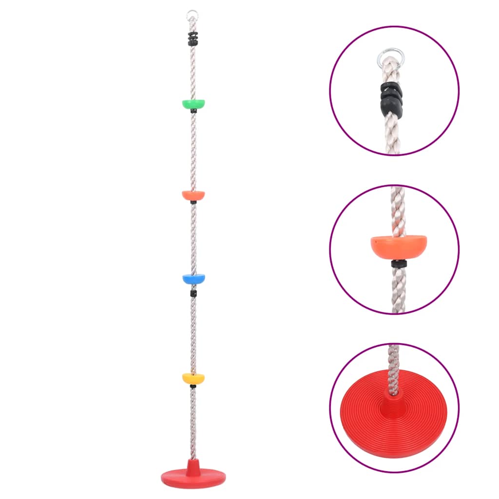 vidaXL Frânghie de cățărat pentru leagăn, cu platforme și disc, 200 cm vidaXL Frânghie de cățărat pentru leagăn, cu platforme și disc, 200 cm
