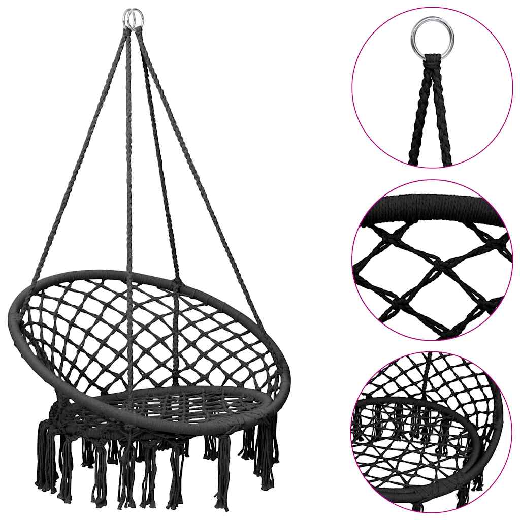 vidaXL Scaun balansoar hamac, antracit, 80 cm vidaXL Scaun balansoar hamac, antracit, 80 cm